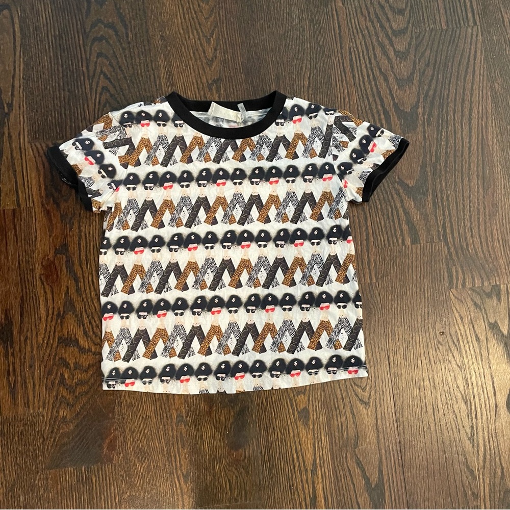 ALICE + OLIVIA Donald Robertson Willa Crazy Pants Printed crop top xs